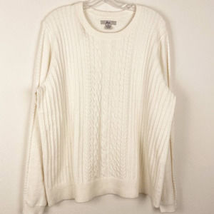 GH Bass Cream Cable Knit Sweater XXL